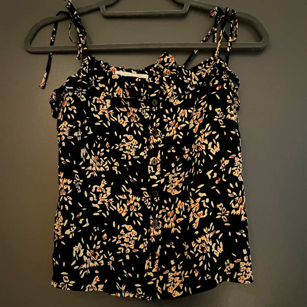 Ba&sh Veda floral top in black/cream NWT size 0